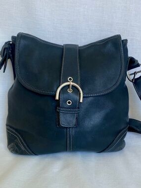 Vintage Coach Soho Flap Crossbody | Black Glove-Tanned Leather | Style 9480
